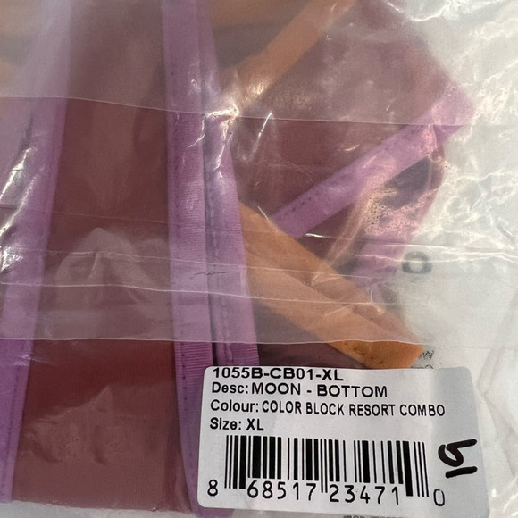 NWT Stone Fox Swim Moon Bikini Bottom, Thong, Color Block Resort Combo, size XL - Picture 16 of 16